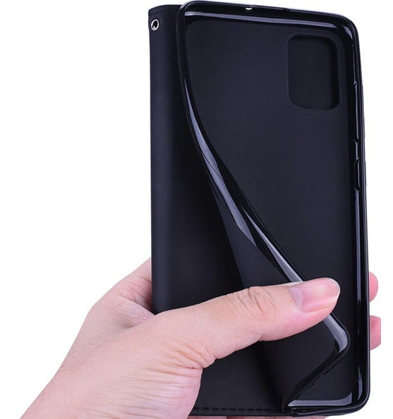 Противоударный чехол книжка для Xiaomi Redmi 9A black leather анти отпечатки пальцев+ремешок в подарок - фото 6 - id-p1815608107
