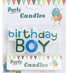 Свічки для торта "Birthday Boy" висота – 5 см., ширина – 9 см.