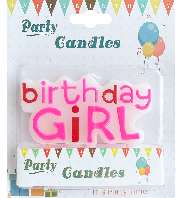Свічки в торт "Birthday Girl" висота – 5 см., ширина – 9 см.