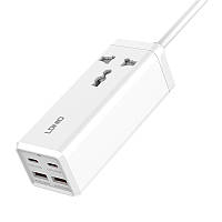 Удлинитель сетевой Ldnio SC1418, 2USB, 2Type-C, 1 розетка, QC, 2 м, белый