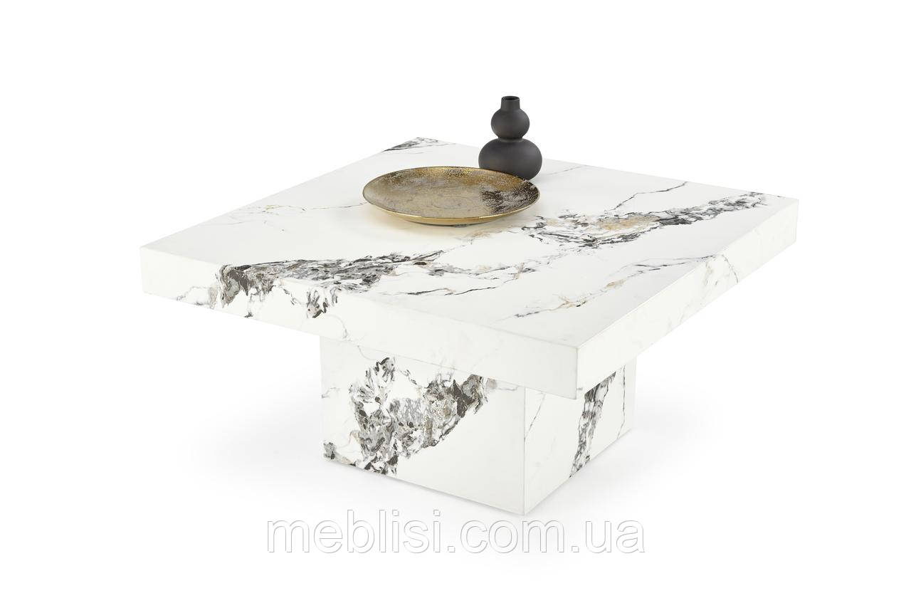 Журнальний стіл Monolit 80x80 см білий мармур (Польща Halmar)