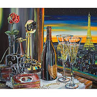 Картина за номерами 30х40 см DIY (без коробки) Шампанське з краєвидом на Париж (EKTL1184_O)