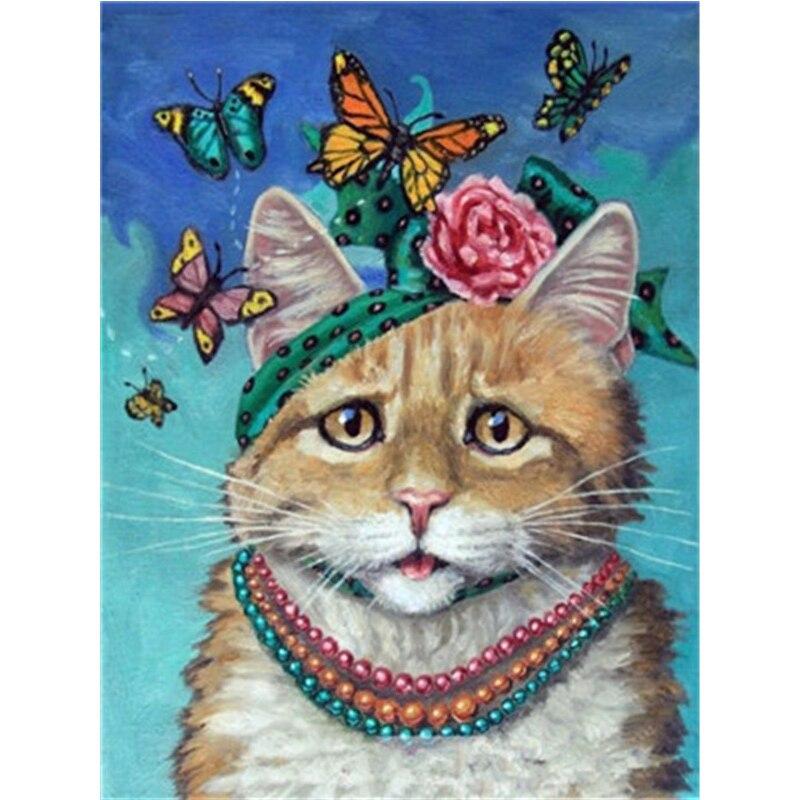 Картина за номерами 30х40 см DIY (без коробки) Кішка з метеликами (EKTL1485_O)