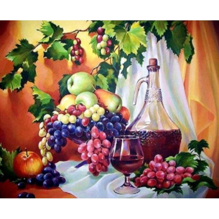 Картина за номерами 30х40 см DIY (без коробки) Виноград з вином (EKTL1571_O)