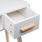 Білий туалетний столик ALVA дзеркало 2 ящики + табуретка, фото 4