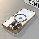 Прозоро-золотий чохол MagSafe захистом на камеру для Iphone 14 Pro Max, фото 4