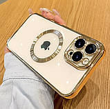 Прозоро-золотий чохол MagSafe захистом на камеру для Iphone 14 Pro Max, фото 2