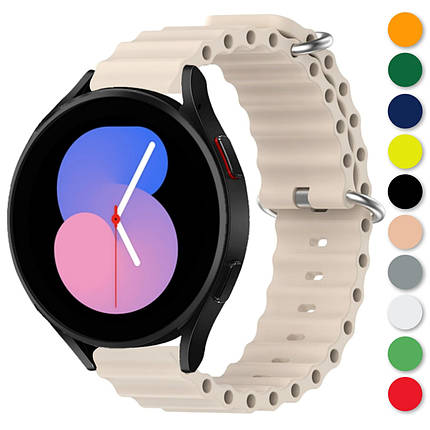 Ремінець для Samsung Galaxy Watch 5/ 5Pro силіконовий Ocean Бежевий, фото 1