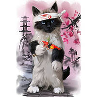 Картина за номерами 20х30 см DIY (без коробки) Кіт самурай (RAS2166_O)