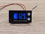Індикатор заряду акумуляторів із датчиком температури 7-70 вольтів синій, фото 2