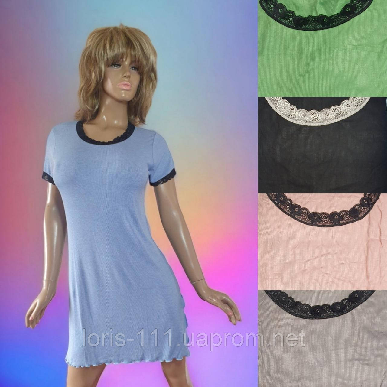 Нічна сорочка молодіжна з мереживом віскоза - фото 1 - id-p1815650699