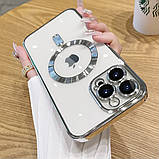 Прозоро-срібний чохол MagSafe захистом на камеру для Iphone 14 Pro Max, фото 3