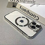 Прозоро-срібний чохол MagSafe захистом на камеру для Iphone 14 Pro Max, фото 4