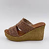 Сабо шльопанці плетінки на танкетці ажурні текстиль коричневі жіночі 2023, фото 7