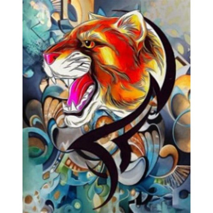 Картина за номерами 40х50 см DIY (без коробки) Барвистий тигр (RSB8480_O), фото 1