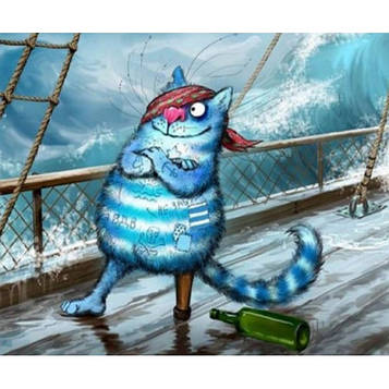 Картина за номерами 40х50 см DIY (без коробки) Кіт пірат (Y5116_O)