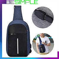 Сумка-слинг с USB и выходом для наушников, 5,5л, 31х18х10см, 1702 / Городской мини-рюкзак с одной лямкой