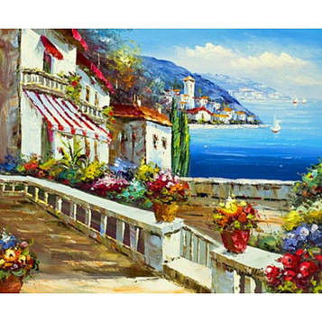 Картина за номерами 30х40 см DIY (без коробки) Місто біля моря (EKTL2203_O)