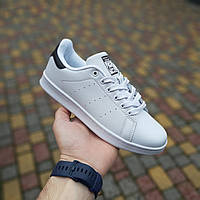 Кроссовки женские Adidas Stan Smith белые с черным, Адидас Стэн Смит кожаные, Код OD-20733