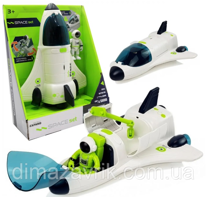 Ігровий набір "Космічна техніка" Ракета, Шаттл світло, звук, лунохід, 2 фігурки космонавта, у коробці, фото 1