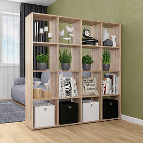 Стелаж 4х4, книжкова полиця на 16 комірок для дому та офісу