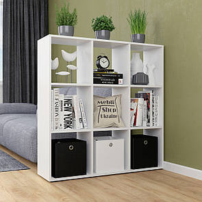 Стелаж 3х3, книжкова полиця на 9 комірок для дому та офісу