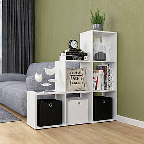 Стелаж ступінчастий 3х3, книжкова полиця на 6 комірок для дому та офісу