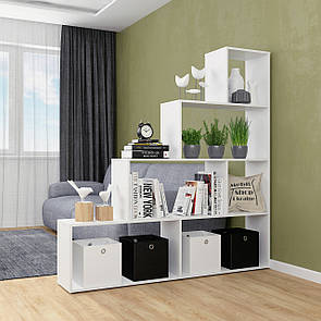 Стелаж ступінчастий, книжкова полиця на 6 комірок для дому та офісу