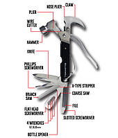 Универсальный молоток - швейцарский нож Bell Howell Tac Tool 18 в 1 плоскогубцы, отвертка пила итд., и