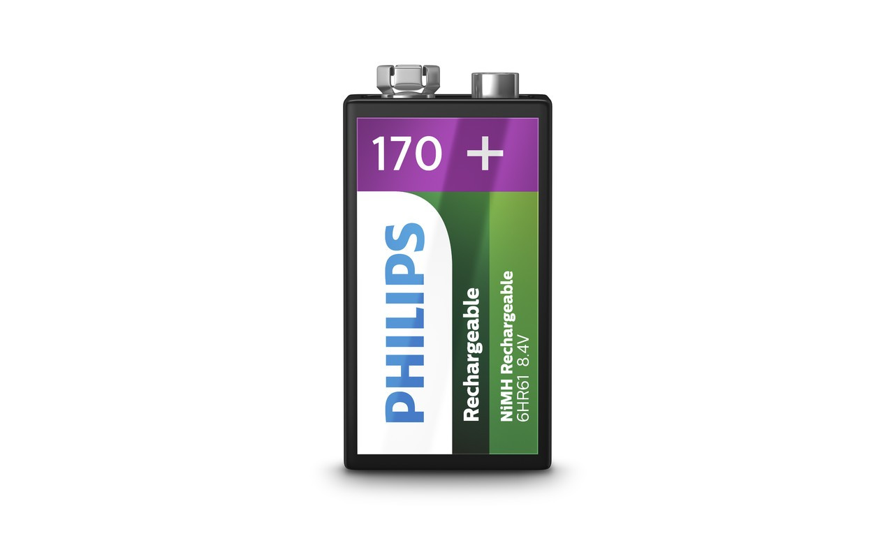 Аккумулятор PHILIPS Rechargeable 9V/6F22 170mAh - фото 2 - id-p307336333