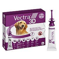 Краплі на холку для собак від 25,1 до 40 кг CEVA Vectra 3D, від зовнішніх паразитів, 1 упаковка (3 піпетки по