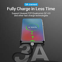 Кабель Type-C-Type-C Vention TPE Nylon PD 60W 3A 480Mps nickel-plated 1.5m Grey (TADHG), фото 4