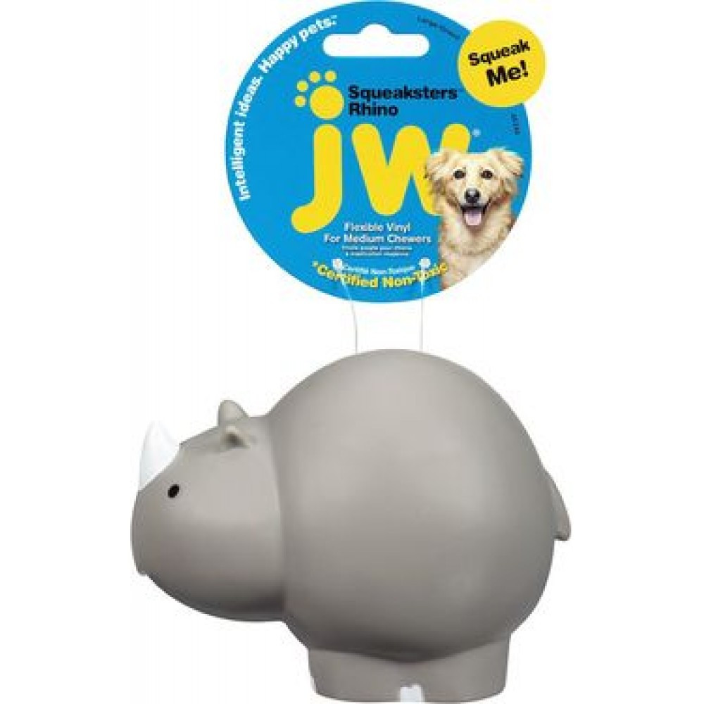 Іграшка для собак НУСОРОГ гумовий з пискавкою JW Pet Company Squeaksters Rhino сірий