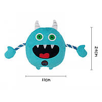 Игрушка для собак Charming Toy Monster Series Монстр с канатами и пищалкой, 24cm голубой