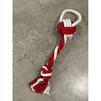 Іграшка для собак канатна М'яч із ручкою та вузол із каната, червоний, 33 см