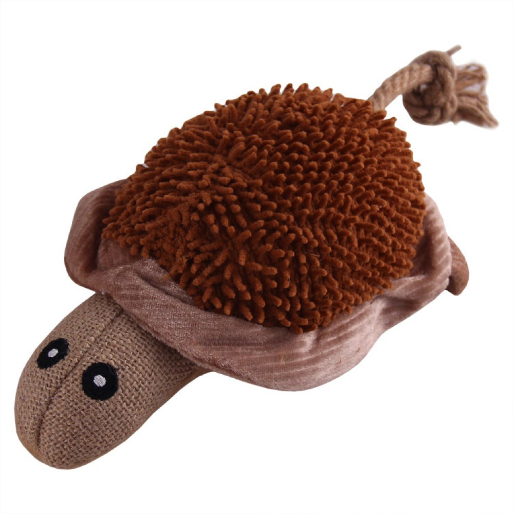 Іграшка для собак "Черепаха" з канатним хвостиком коричневий, з пискавкою
