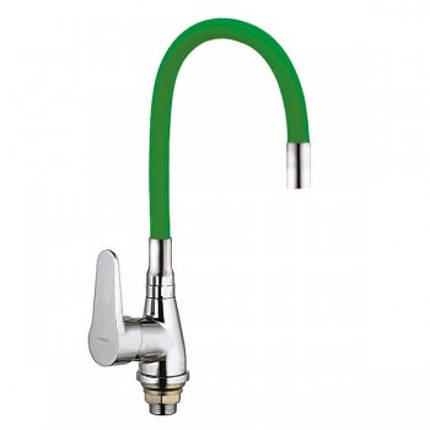 Змішувач для кухні WEZER SOP4-R045-GREEN з гнучким виливом, зелений, фото 1