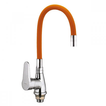 Змішувач для кухні WEZER SOP4-R045-ORANGE з гнучким виливом, помаранчевий, фото 1
