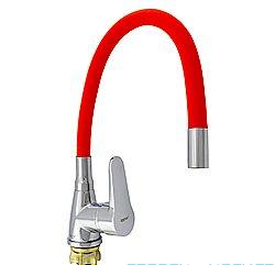 Змішувач для кухні WEZER SOP4-R045-RED з гнучким виливом, червоний