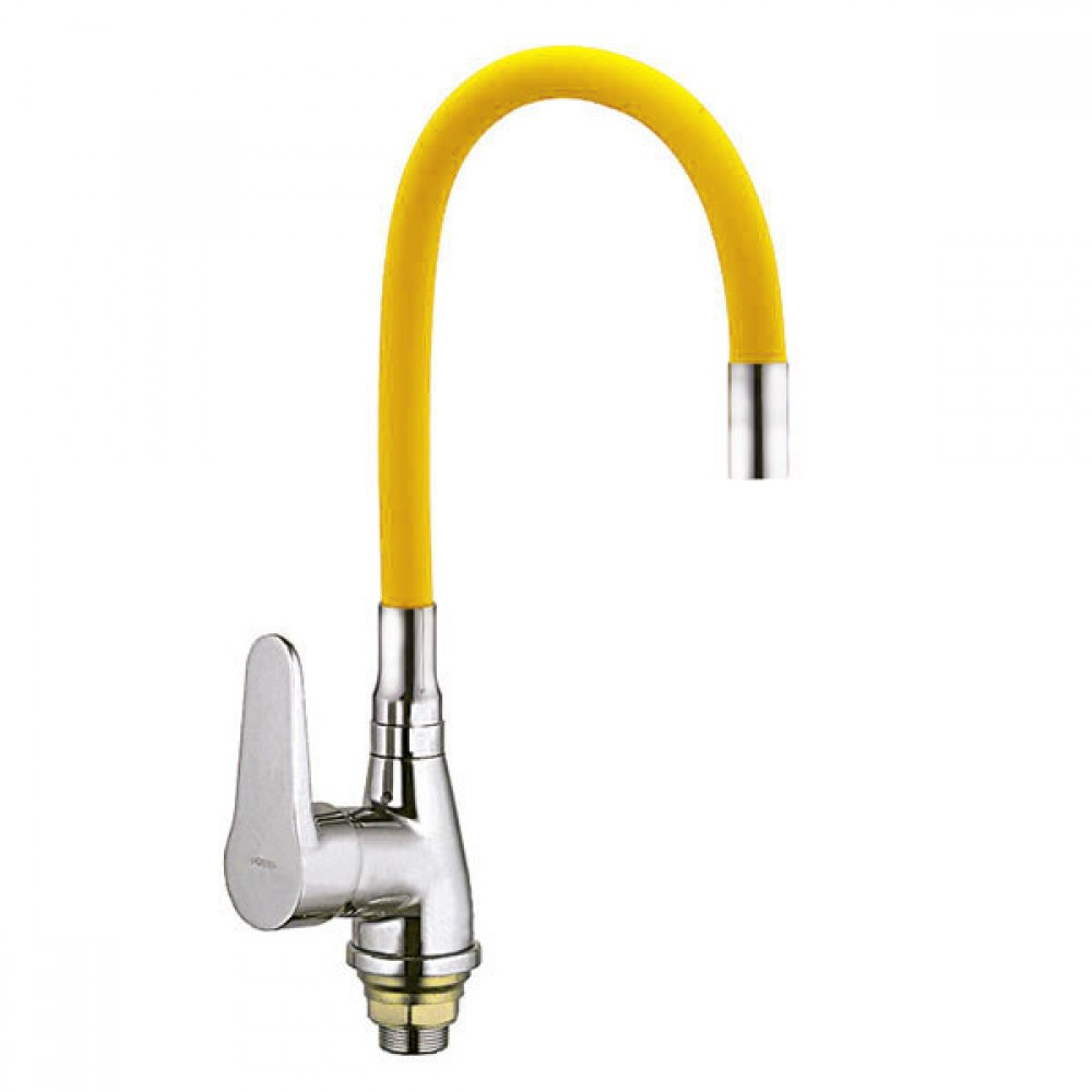 Змішувач для кухні WEZER SOP4-R045-YELLOW з гнучким виливом, жовтий