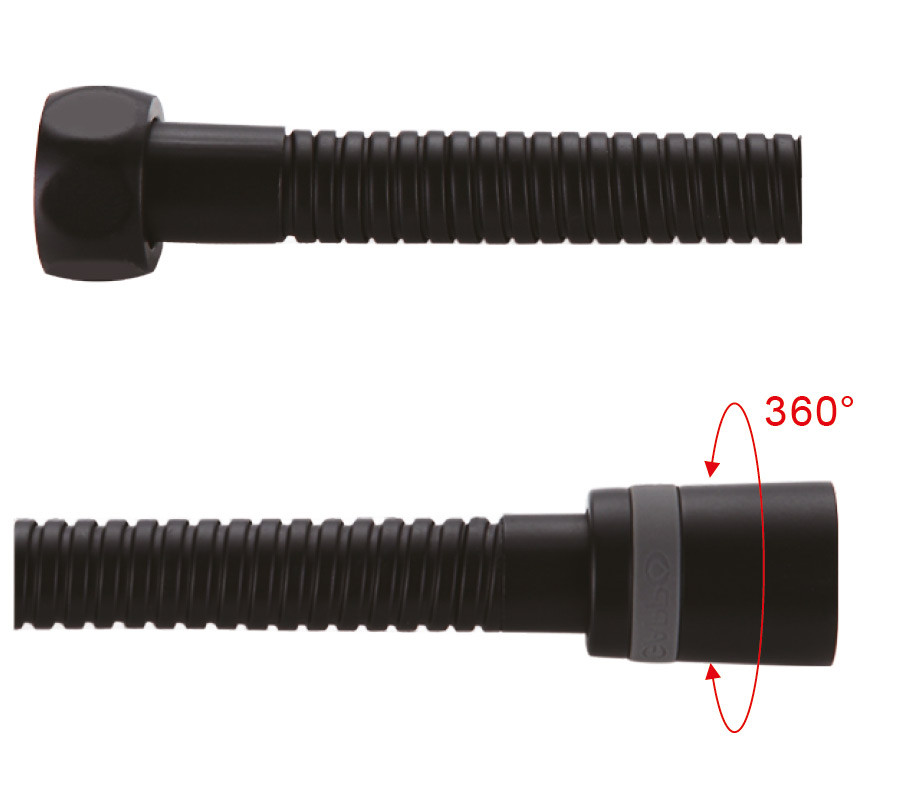 Душовий шланг GAPPO G45-3, латунь, 1500 мм, чорний