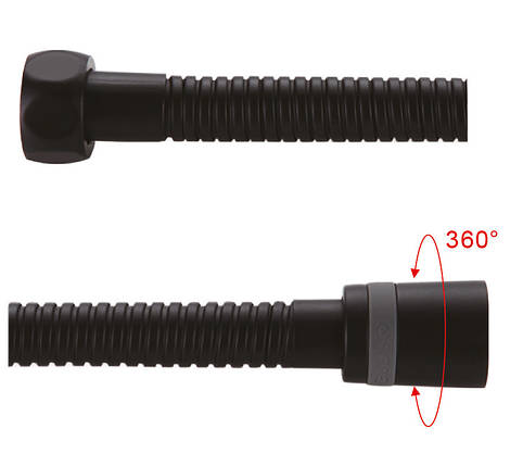 Душовий шланг GAPPO G45-3, латунь, 1500 мм, чорний, фото 1