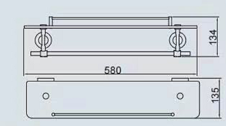 Полиця з тримачем для рушників GAPPO G1807-4, 580х120 мм, хром, фото 2