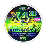 Шнур плетеный, BoyaBy Power Braid 3D Х4, 100м, сечение 0,30мм