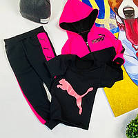 Спортивний костюм чорно-рожевий для дівчинки