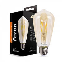 Светодиодная лампа Feron 4Вт E27 2700K EDISON ST64 золото LB-764
