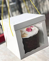 Коробка для торта 20 см с окном без окна на кришке, Белый