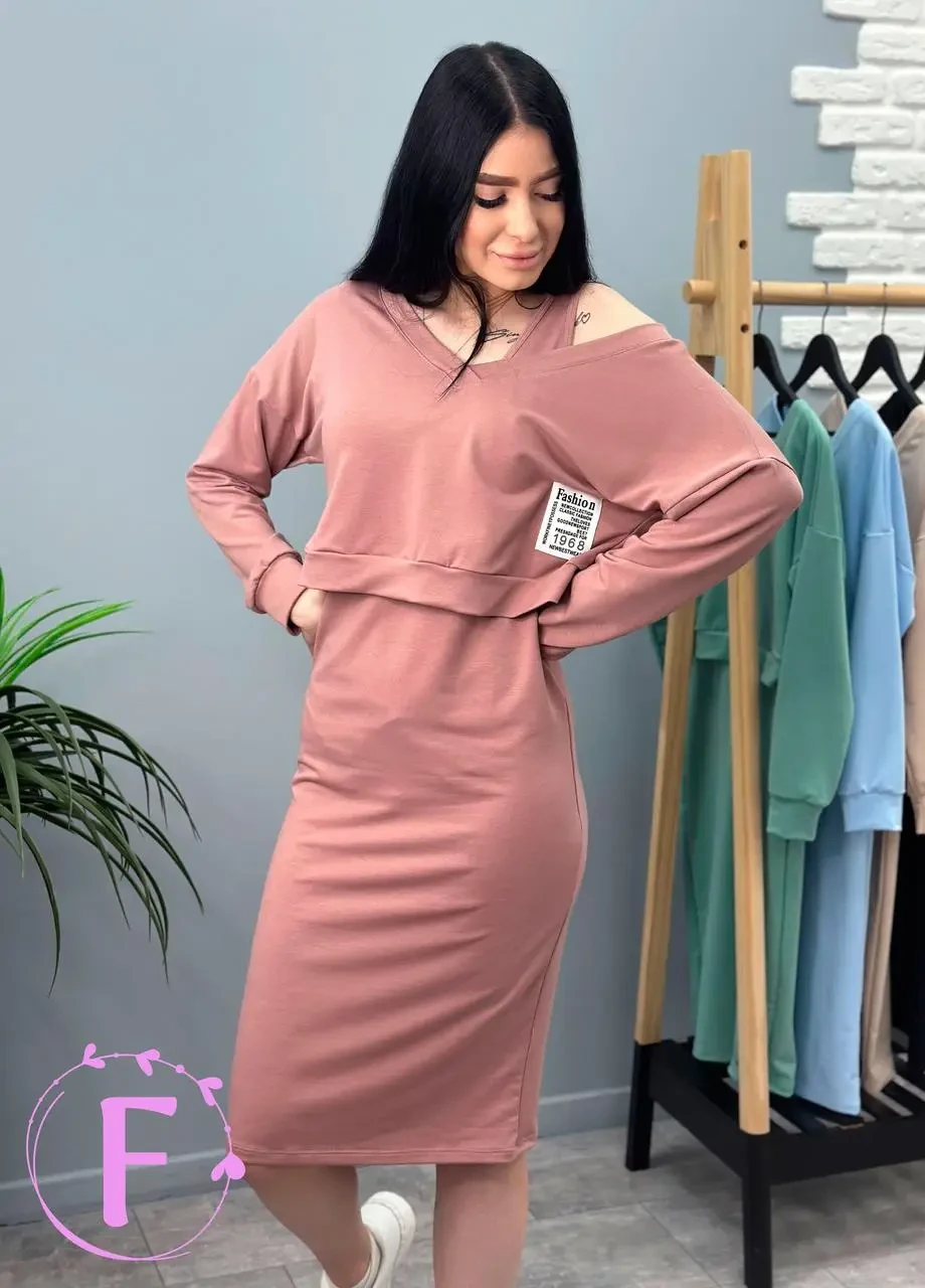 Жіночий літній костюм-двійка легке плаття та короткий світшот у кольорах, фото 1