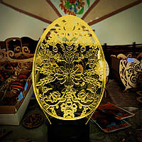 Акриловый 3D светильник-ночник Пасхальное яйцо желтый