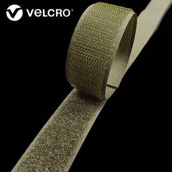 Липучка контактна Velcro 25 мм колір хакі Army Green (6G2)  стрічка-гачки та стрічка-петлі комплект loop/hook